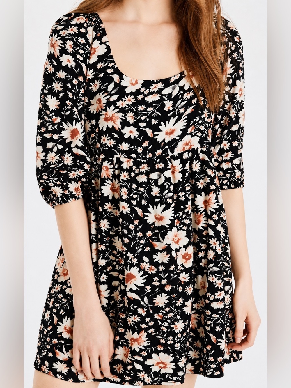 American Eagle NWT black floral mini dress, medium